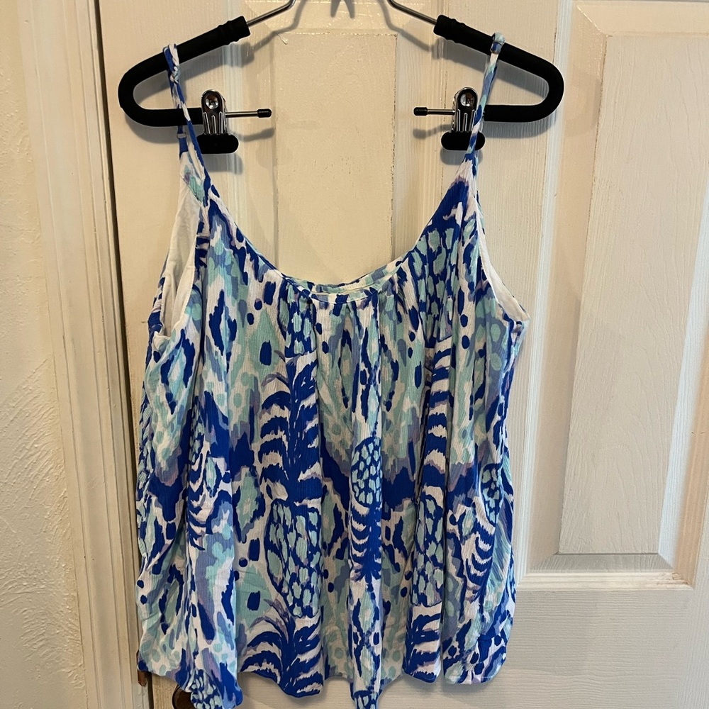 Lilly Pulitzer Blue & White Printed Spaghetti Strap Camisole